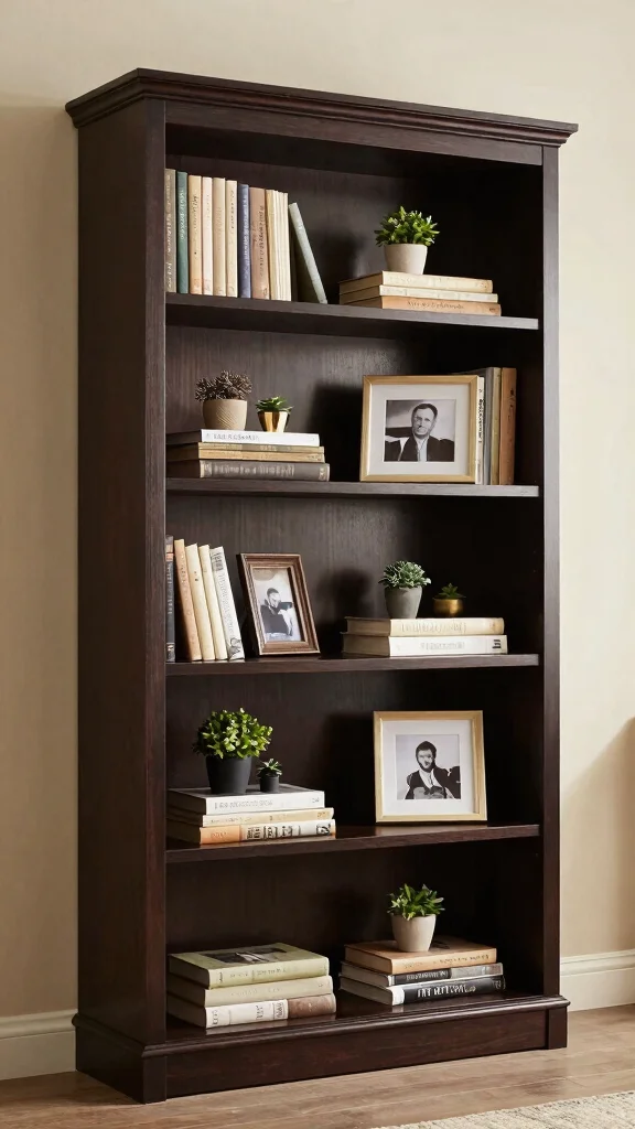 19 Dark Brown Bedroom Furniture Decor Ideas for Warmth - 9. Dark Brown Bookcases for a Touch of Elegance 1