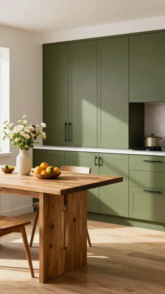 19 Green Cabinets with Black Hardware: A Sleek Design Guide - 1. Embrace Nature with Olive Green Cabinets 1