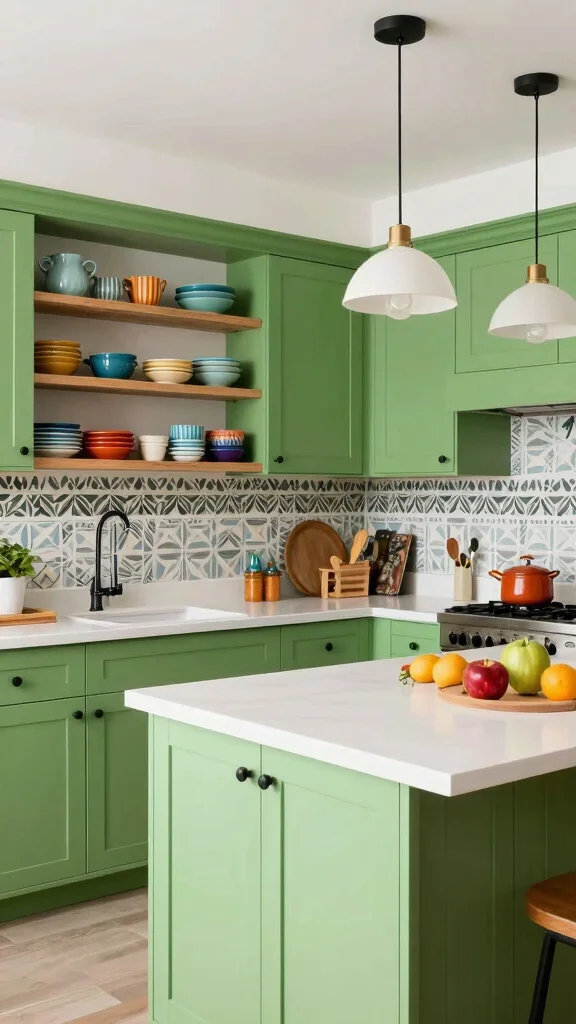 19 Green Cabinets with Black Hardware: A Sleek Design Guide - 7. Chartreuse Cabinets for a Pop of Color 1