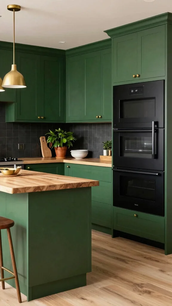 19 Green Kitchens with Black Appliances That Look Amazing - 1. Bold Forest Green with Matte Black 1
