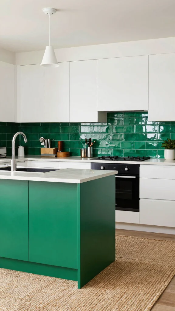 19 Green Kitchens with Black Appliances That Look Amazing - 3. Emerald Green Accents with Black Features 1