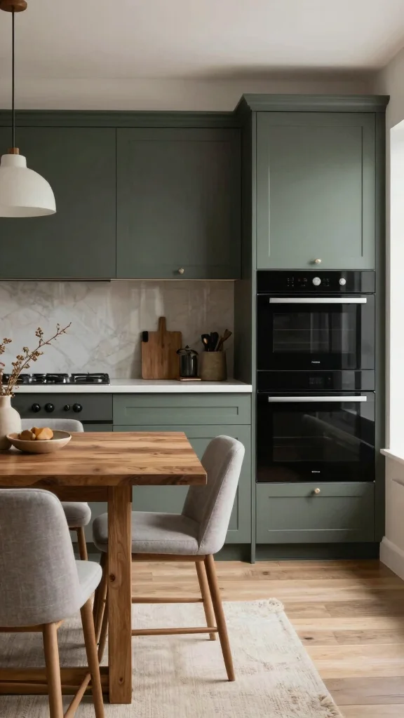 19 Green Kitchens with Black Appliances That Look Amazing - 9. Dark Sage with Subtle Black 1