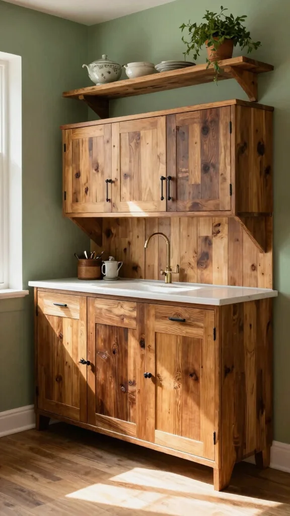 19 Green and Natural Wood Kitchen Ideas for Warm Tones - 1. Reclaimed Wood Cabinets 1