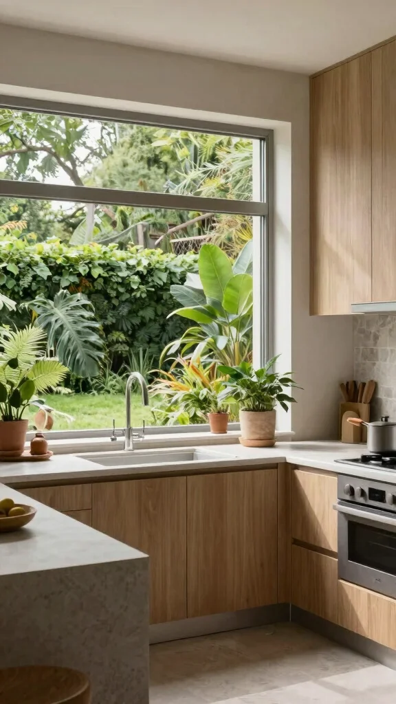 19 Green and Natural Wood Kitchen Ideas for Warm Tones - 11. Biophilic Design Elements 1