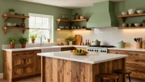 19 Green and Natural Wood Kitchen Ideas for Warm Tones