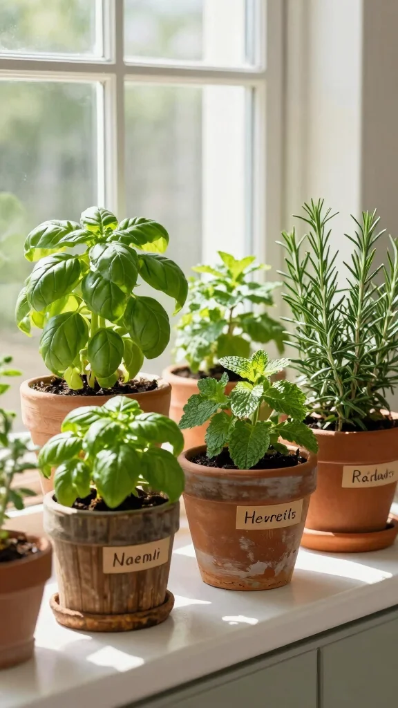 19 Green and Natural Wood Kitchen Ideas for Warm Tones - 5. Herb Garden Windowsill 1