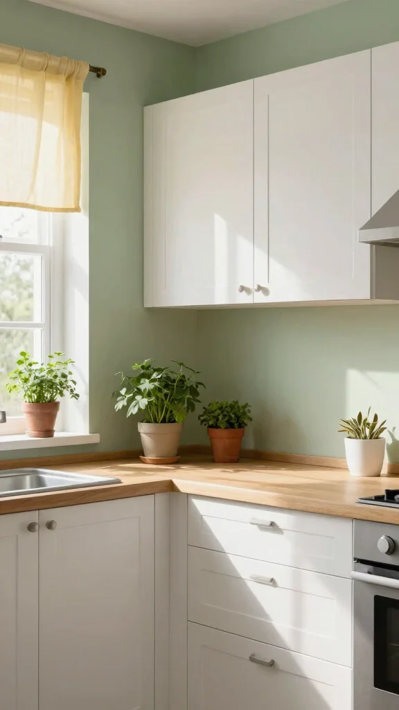 19 Sage Green Walls with White Cabinets: A Perfect Match - 1. Soft Sage: The Calming Touch 1