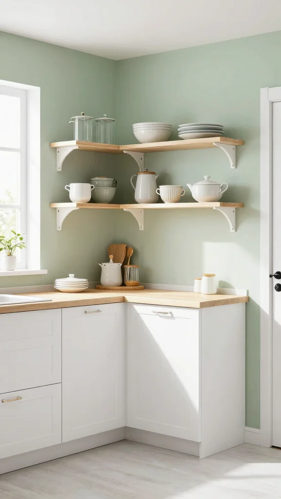 19 Sage Green Walls with White Cabinets: A Perfect Match - 16. Sage Green for Small Kitchens 1