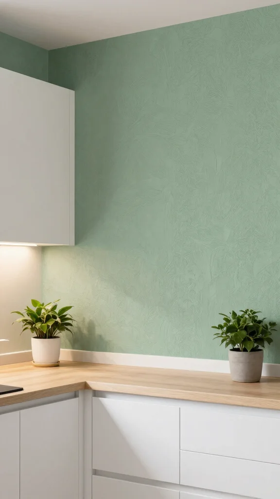 19 Sage Green Walls with White Cabinets: A Perfect Match - 7. Textured Sage Green Walls 1