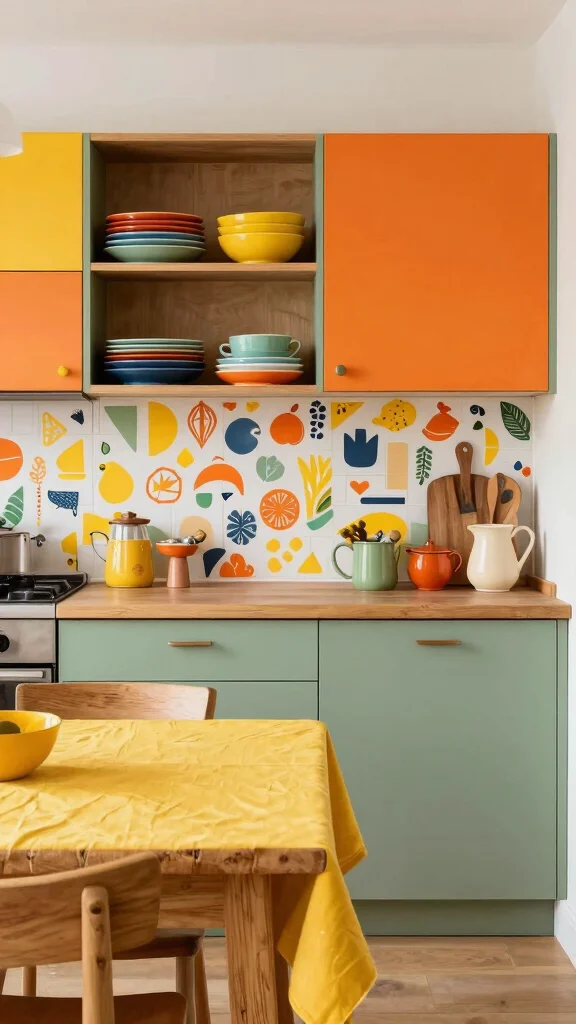 19 Sage Green and Wood Kitchen Cabinets for a Trendy Upgrade - 8. Infusing Bright Colors with Sage Green 1