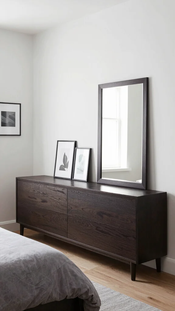 20 Black, White, and Grey Bedroom Ideas with Dark Wood Furniture - 11. Contrast with Light 1