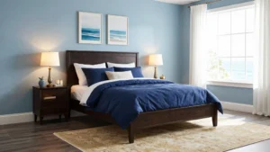 20 Blue Bedroom Ideas with Dark Wood Furniture