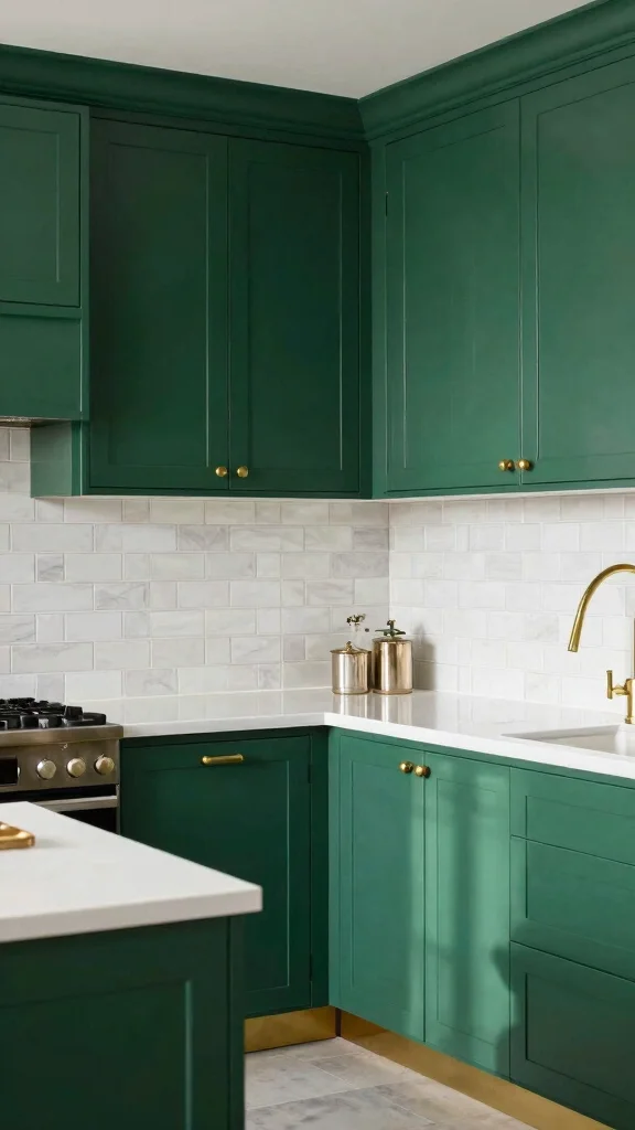 20 Green Kitchen with White Countertops: Bright & Airy Designs - 12. Jade Green for a Touch of Luxury 1