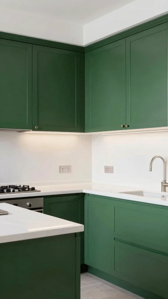 20 Green Two-Tone Kitchen Cabinet Ideas to Refresh Your Space - 11. Hunter Green and Bright White 1