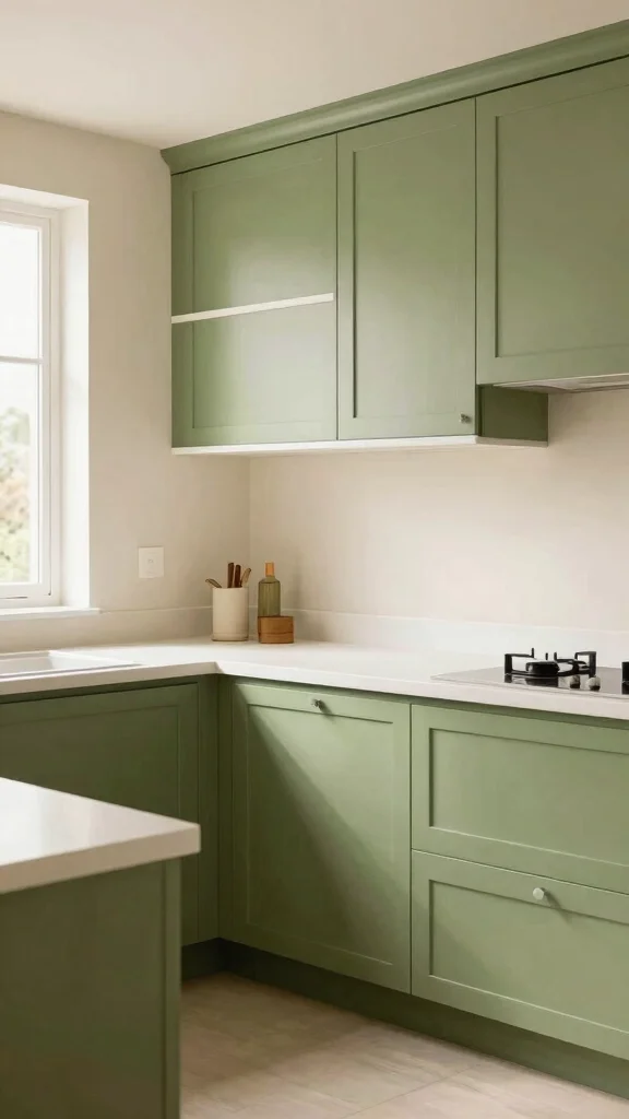 20 Green Two-Tone Kitchen Cabinet Ideas to Refresh Your Space - 15. Avocado Green and Creamy Off-White 1