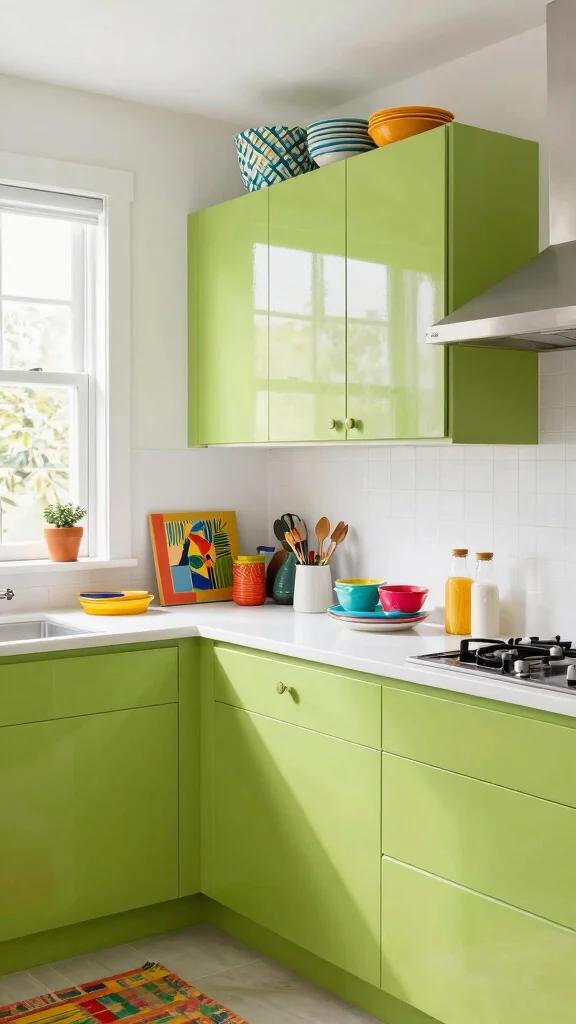 20 Green Two-Tone Kitchen Cabinet Ideas to Refresh Your Space - 19. Lime Zest and Bright White 1