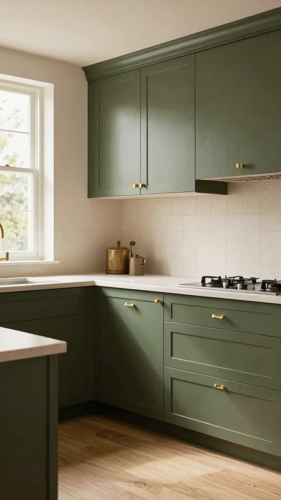 20 Green Two-Tone Kitchen Cabinet Ideas to Refresh Your Space - 4. Olive and Cream Elegance 1