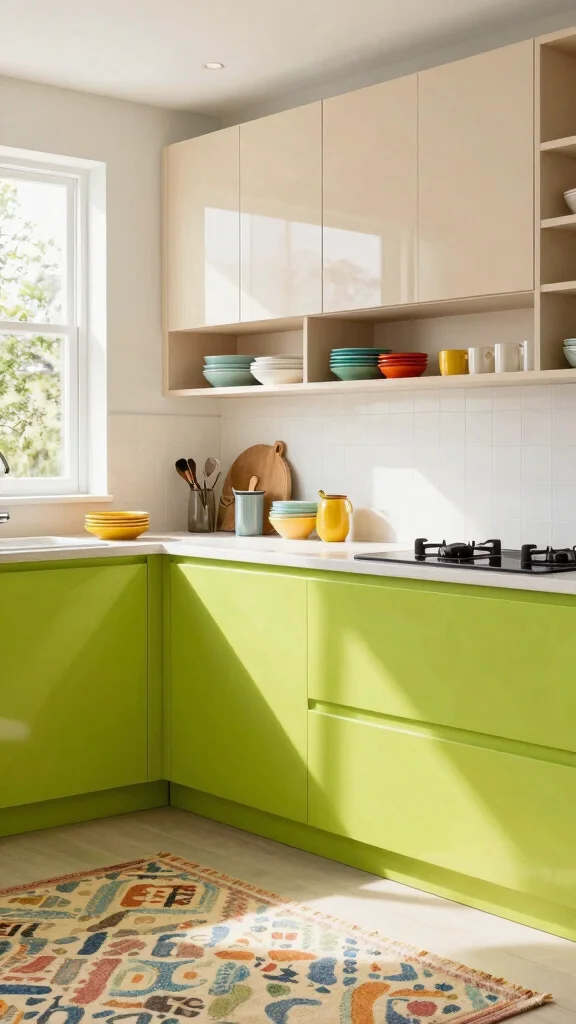 20 Green Two-Tone Kitchen Cabinet Ideas to Refresh Your Space - 5. Lime and Soft Beige 1