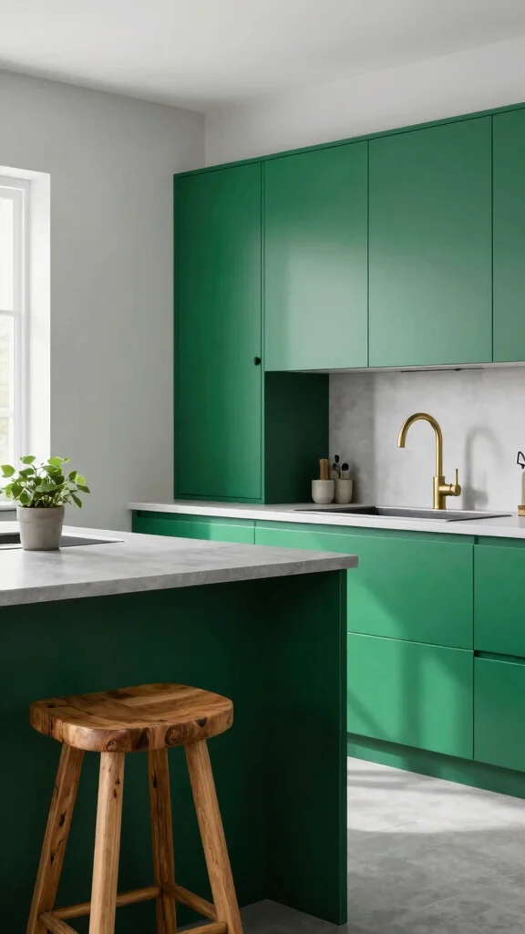 20 Green and Grey Kitchen Ideas for a Stylish Palette - 1. Modern Green Cabinets 1