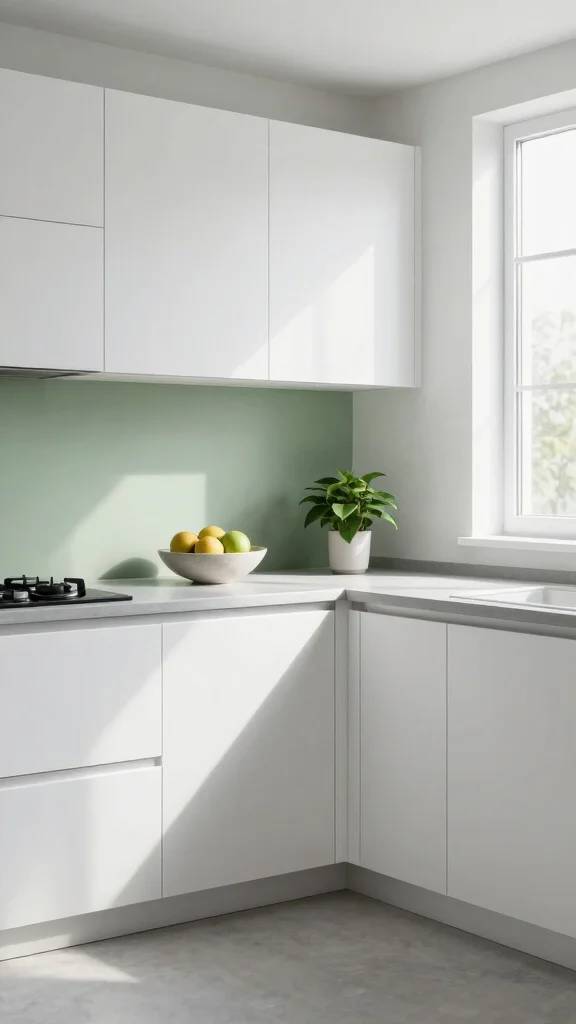 20 Green and Grey Kitchen Ideas for a Stylish Palette - 4. Minimalist White and Grey Base 1