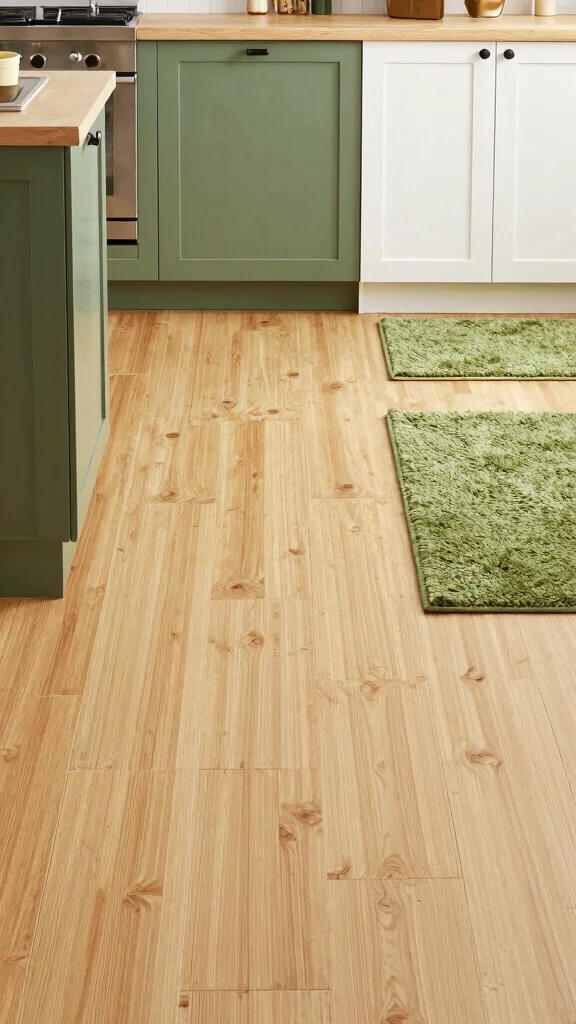 20 Green and White Kitchen Design Ideas That Never Go Out of Style - 11. Sustainable Flooring Options 1