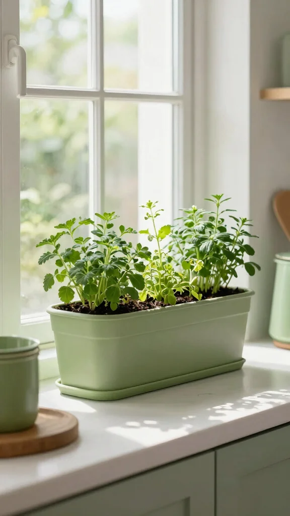 20 Green and White Kitchen Design Ideas That Never Go Out of Style - 15. Herb Gardens 1