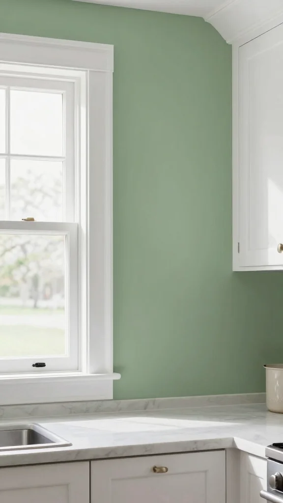 20 Green and White Kitchen Design Ideas That Never Go Out of Style - 18. Crisp White Trim 1