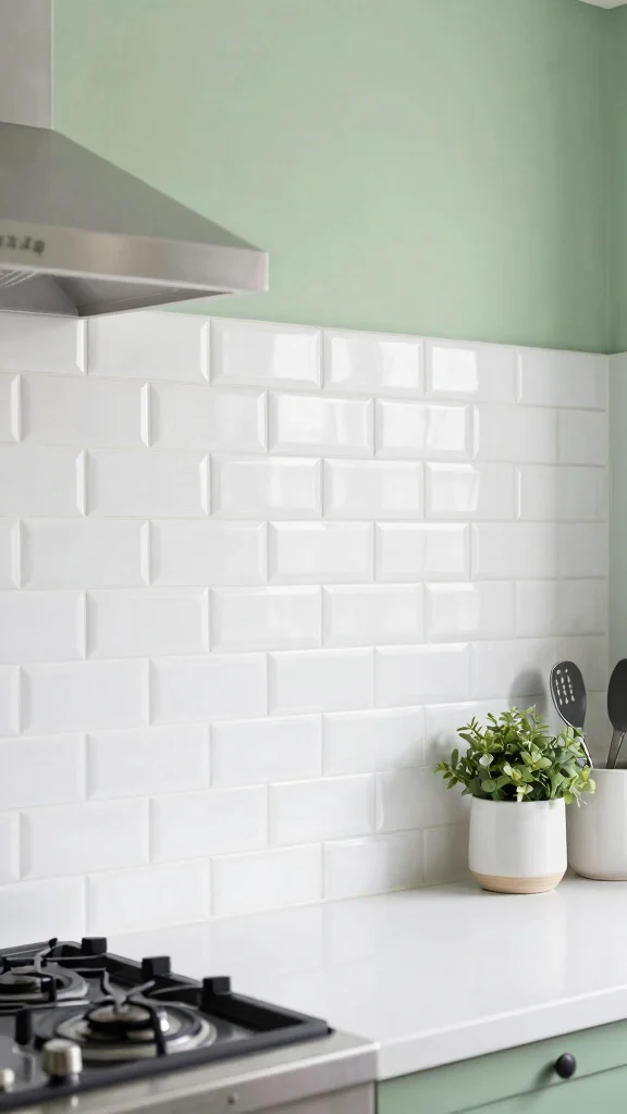 20 Green and White Kitchen Design Ideas That Never Go Out of Style - 2. Classic Subway Tile Backsplash 1