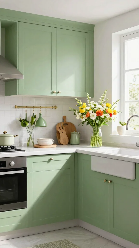 20 Green and White Kitchen Design Ideas That Never Go Out of Style - 20. Seasonal Decor 1