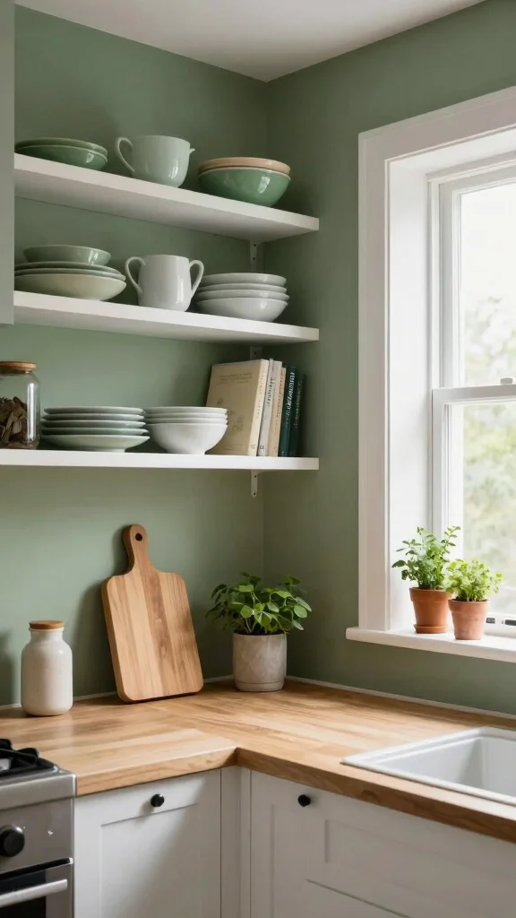 20 Green and White Kitchen Design Ideas That Never Go Out of Style - 4. Earthy Green Accents 1