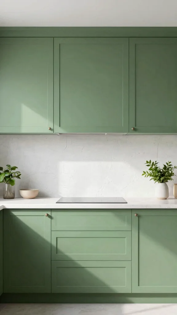 20 Kitchen Backsplash Ideas with Green Cabinets That Stand Out - 14. Simple Whitewash 1