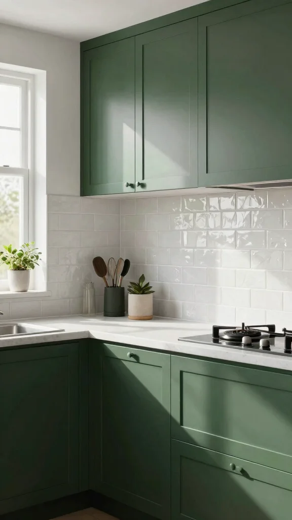 20 Kitchen Backsplash Ideas with Green Cabinets That Stand Out - 2. Textured Subway Tiles 1