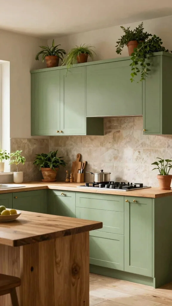 20 Kitchen Ideas with Green Cabinets That Are Trending - 13. Bringing Nature Inside with Green Cabinets 1