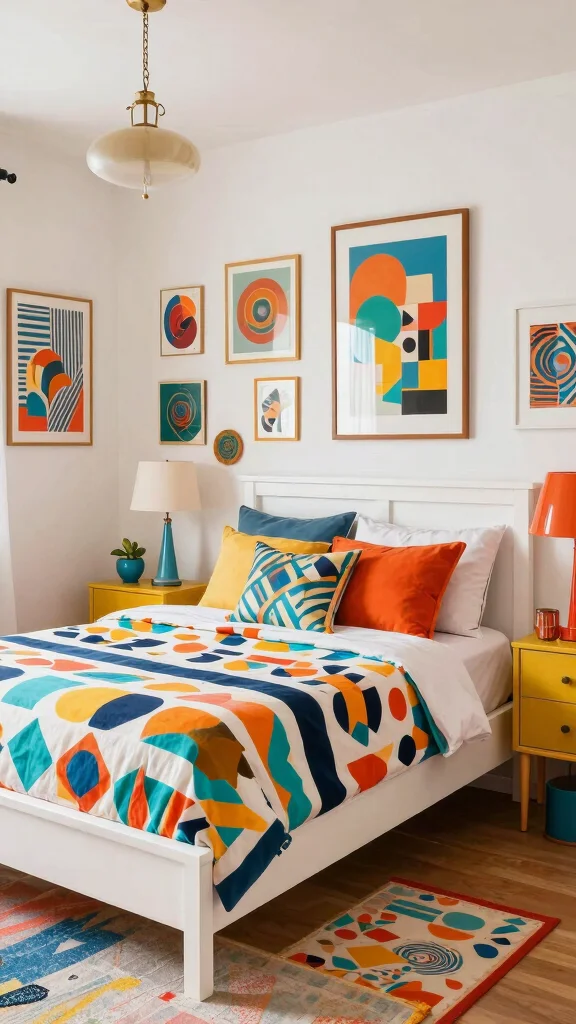 20 Master Bedroom Ideas with White Furniture Color Schemes - 16. Retro Revival 1