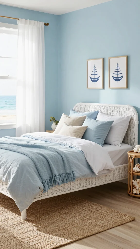 20 Master Bedroom Ideas with White Furniture Color Schemes - 2. Coastal Vibes with White Furniture 1