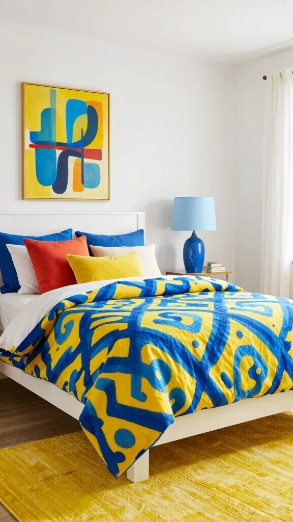 20 Master Bedroom Ideas with White Furniture Color Schemes - 6. Bold Accent Colors 1