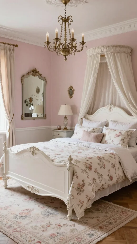 20 Master Bedroom Ideas with White Furniture Color Schemes - 8. Elegant French Country 1