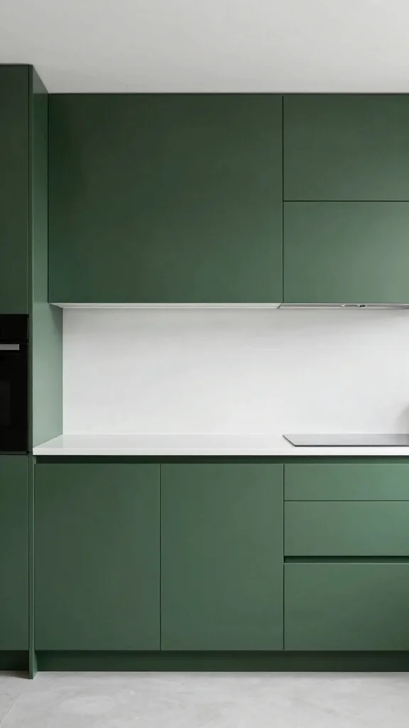 20 Modern Dark Green Kitchen Cabinet Design Ideas - 6. Minimalist Design 1