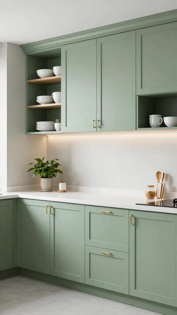 20 Stunning Sage Green and White Kitchen Ideas for a Fresh Look - 1. Elegant Sage Green Cabinets 1