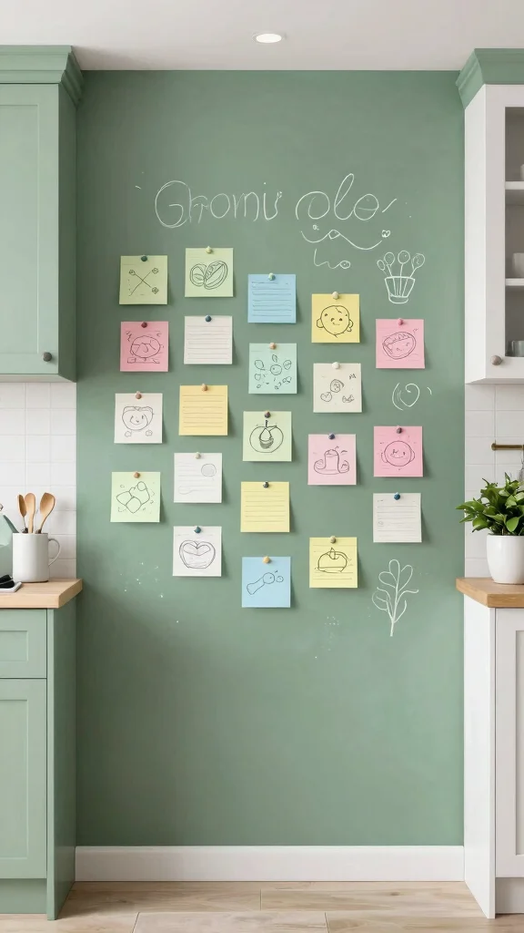 20 Stunning Sage Green and White Kitchen Ideas for a Fresh Look - 10. Creative Sage Green Chalkboard Walls 1