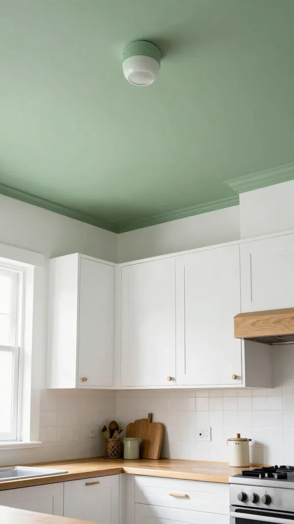 20 Stunning Sage Green and White Kitchen Ideas for a Fresh Look - 14. Sage Green Ceiling 1