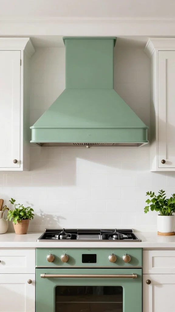 20 Stunning Sage Green and White Kitchen Ideas for a Fresh Look - 17. Sage Green Vent Hoods 1