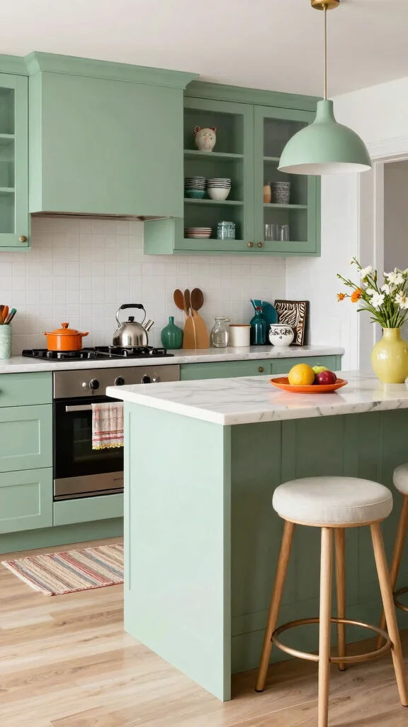 20 Stunning Sage Green and White Kitchen Ideas for a Fresh Look - 4. Whimsical Sage Green Accents 1