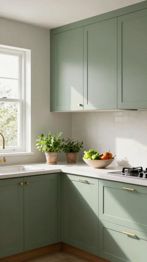 20 Trendy Green Paint Colors for Kitchen Walls & Cabinets - 1. Serene Sage 1
