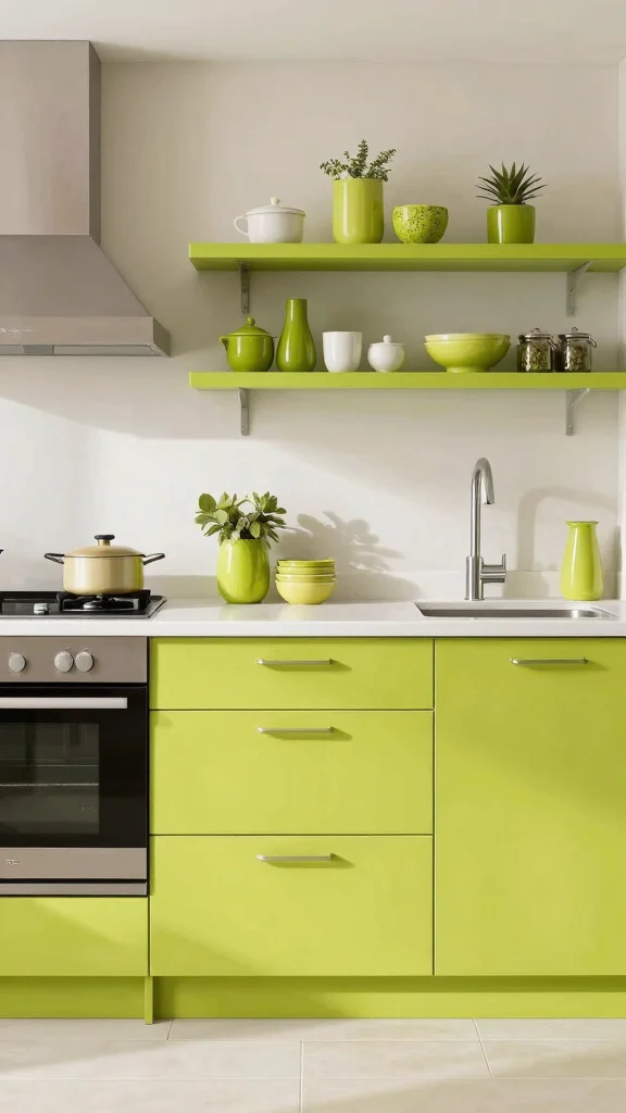 20 Trendy Green Paint Colors for Kitchen Walls & Cabinets - 11. Bright Chartreuse 1