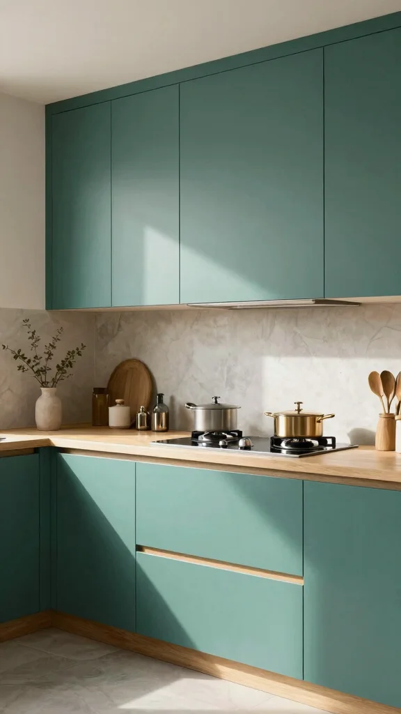 20 Trendy Green Paint Colors for Kitchen Walls & Cabinets - 18. Cool Teal Green 1