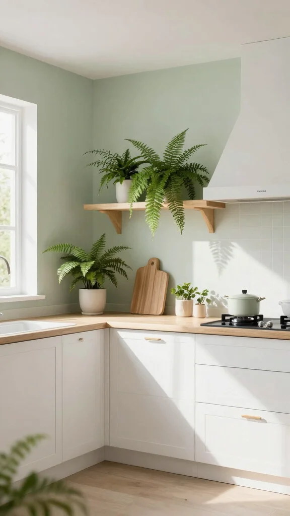 20 Trendy Green Paint Colors for Kitchen Walls & Cabinets - 19. Soft Fern 1