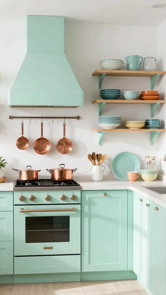20 Trendy Green Paint Colors for Kitchen Walls & Cabinets - 3. Light Mint Green 1