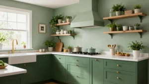 20 Trendy Green Paint Colors for Kitchen Walls & Cabinets