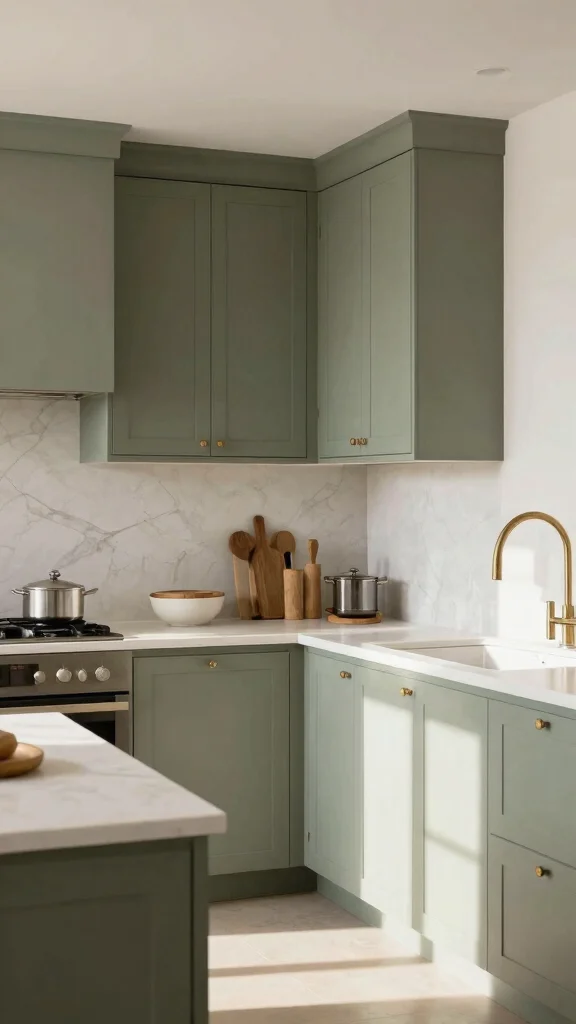 20 Trendy Green Paint Colors for Kitchen Walls & Cabinets - 6. Earthy Sage 1